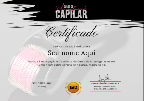 Curso online de Capacitação Profissional em Microagulhamento Capilar