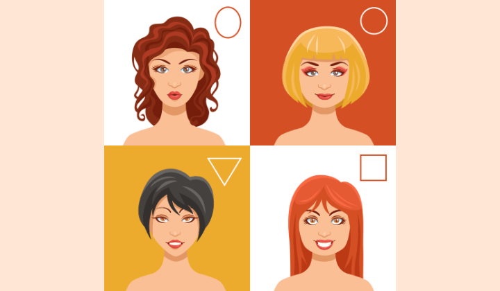 Formatos de rosto feminino e cortes de cabelo